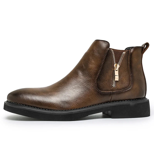 Elegant Narrow Width Chelsea Boots for Men - Genuine Leather Ankle Shoes with Zippers in British Style